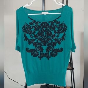 New York & Company Womens short sleeve light weight green Sweater SZ XS